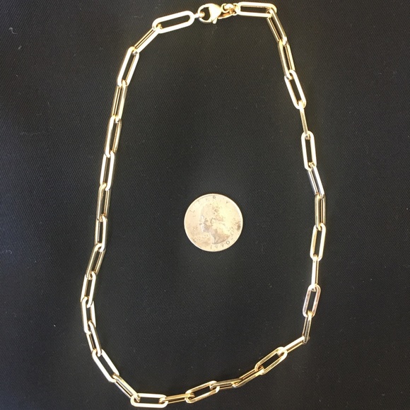 14k gold paperclip chain link necklace 18" - Picture 2 of 12